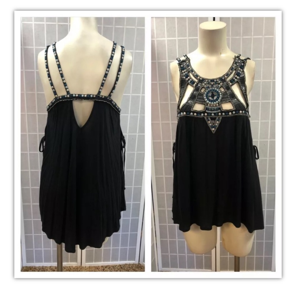 Havana,blouse,black,decorated, embroidered,sizeS.:
